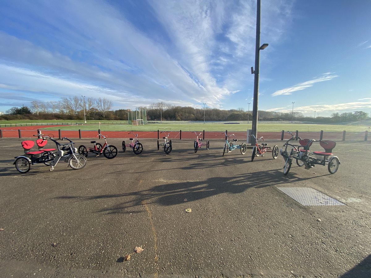 MeganP_OT's tweet photo. The set up ready for the @sportforconf  sharing event. Leading the cycling occupation station. Now home and much warmer with my favourite occupation #OTsOnTheMove #MovingOTs #InclusiveCycling #Greyhound https://t.co/GGHmZXshi9