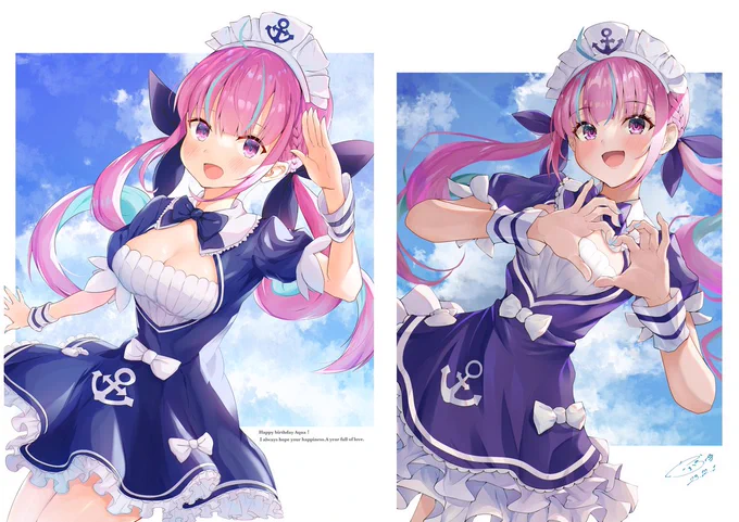 実は二年前の誕生日イラストのリメイク的な感じで描きました成長感じたら嬉しいな…#あくあーと #湊あくあ生誕祭2023 