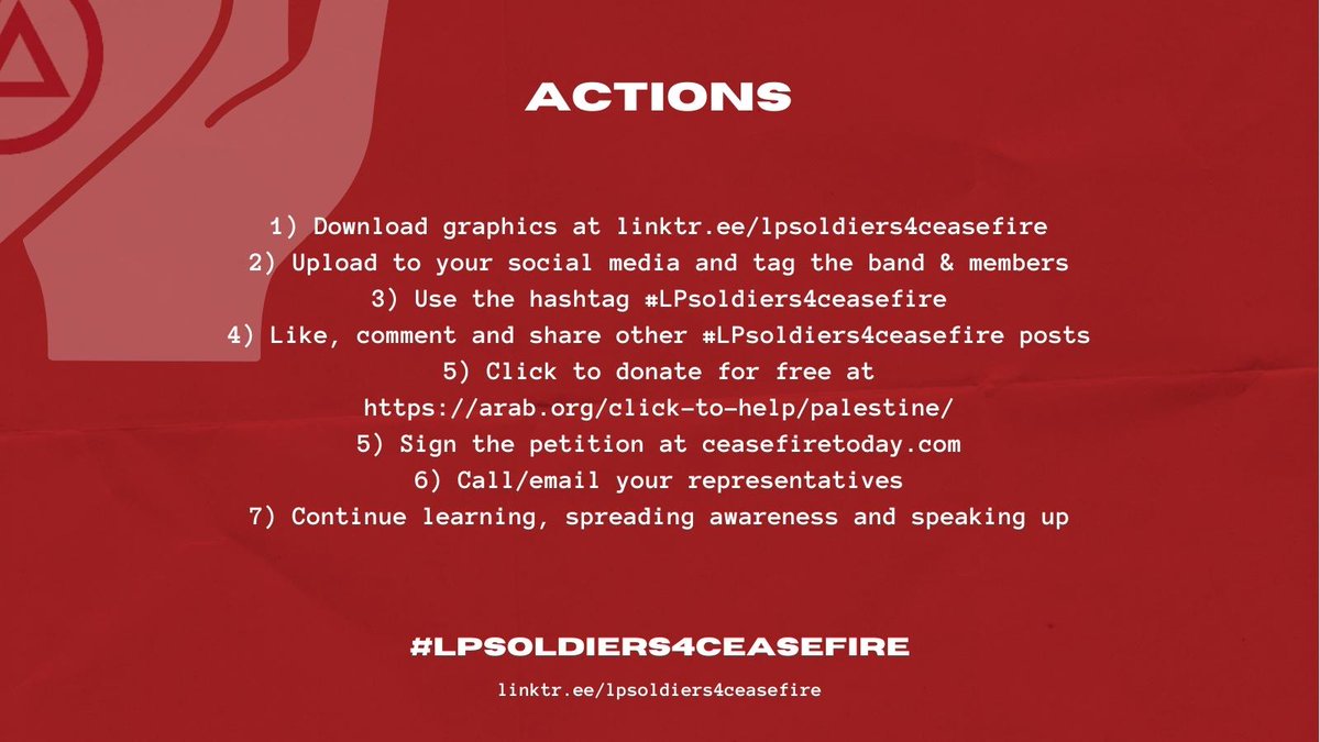 Please use your platform to speak up. 

Who cares if one more light goes out? Well, we do.

<a href="/mikeshinoda/">Mike Shinoda</a> <a href="/linkinpark/">LINKIN PARK</a> 
#LPsoldiers4ceasefire