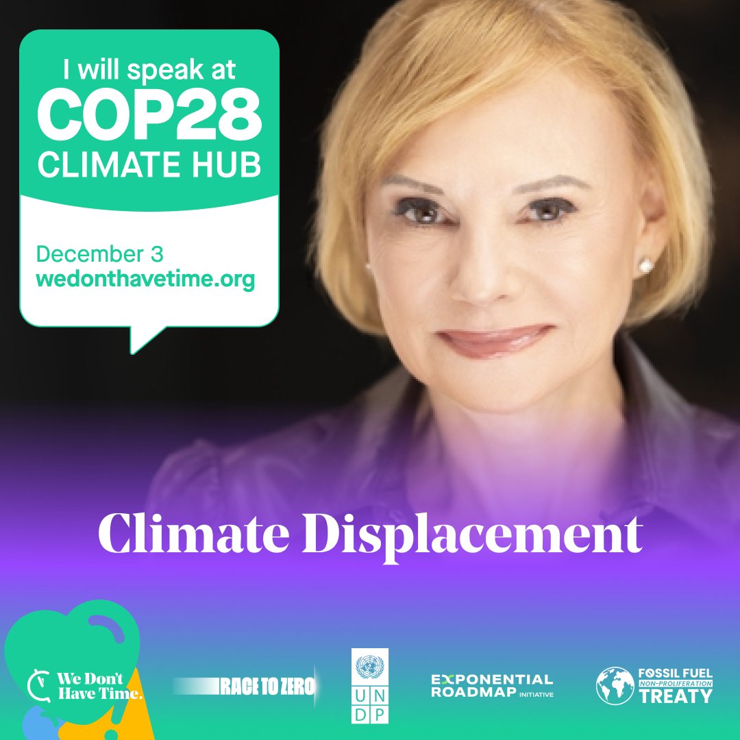 By 2050, there could be 1.2 bn climate #refugees.🚨

Join us for a panel on #ClimateDisplacement featuring
@mnyomb1, @TowerAmali, @Climate_Refugee, Kunow Abdi, @mercycorps Kenya & @GoodmanSherri at the #COP28 Climate Hub. 

📅 Dec 3 / 14:00 GST 
wedonthavetime.org/events/cop28-d…