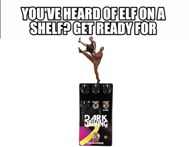 fuzzrocious's tweet image. Yo. It’s a real zoot suit riot over here.

What are these swingers doing on this pedal? Use the name of the pedal to make the rhyme.

#fuzzrocious #fuzzrociouspedals #distortionpedal #overdrivepedal #elfonashelf #elfonashelfmeme #swingmusic #zootsuitriot #briansetzer