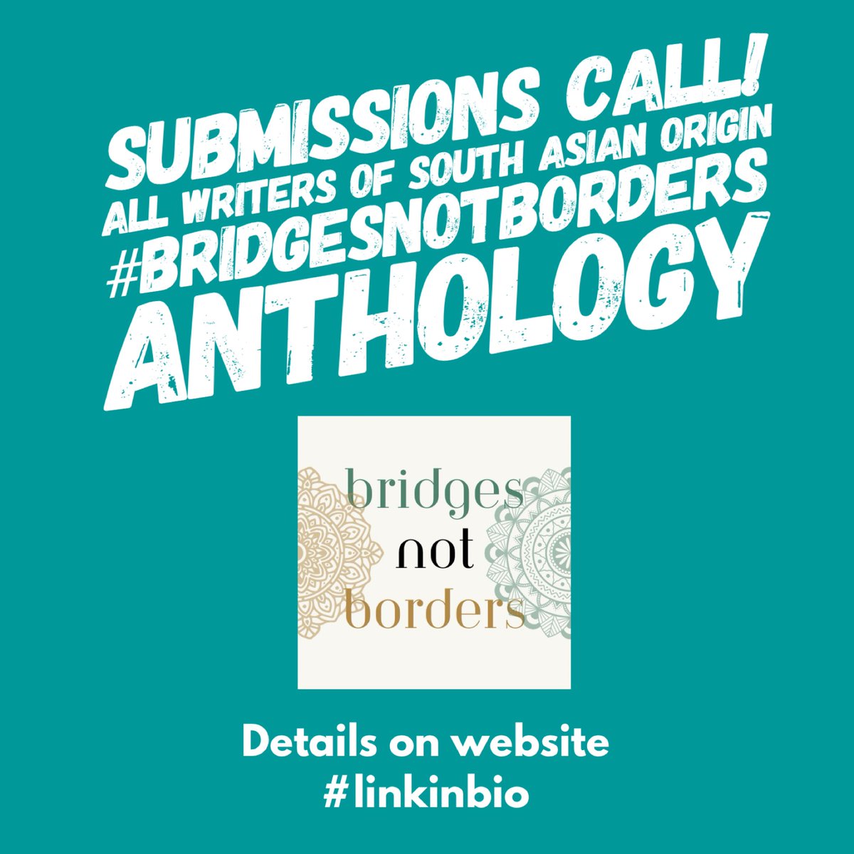 UK & worldwide #Submissioncall for writers of #Southasian origin to submit a short story for #BridgesnotBorders anthology showcasing the best of South Asian writing. It will be published by @DahliaBooks & writers at all stages of their career can submit. writebeyondborders.co.uk/bridges-not-bo…