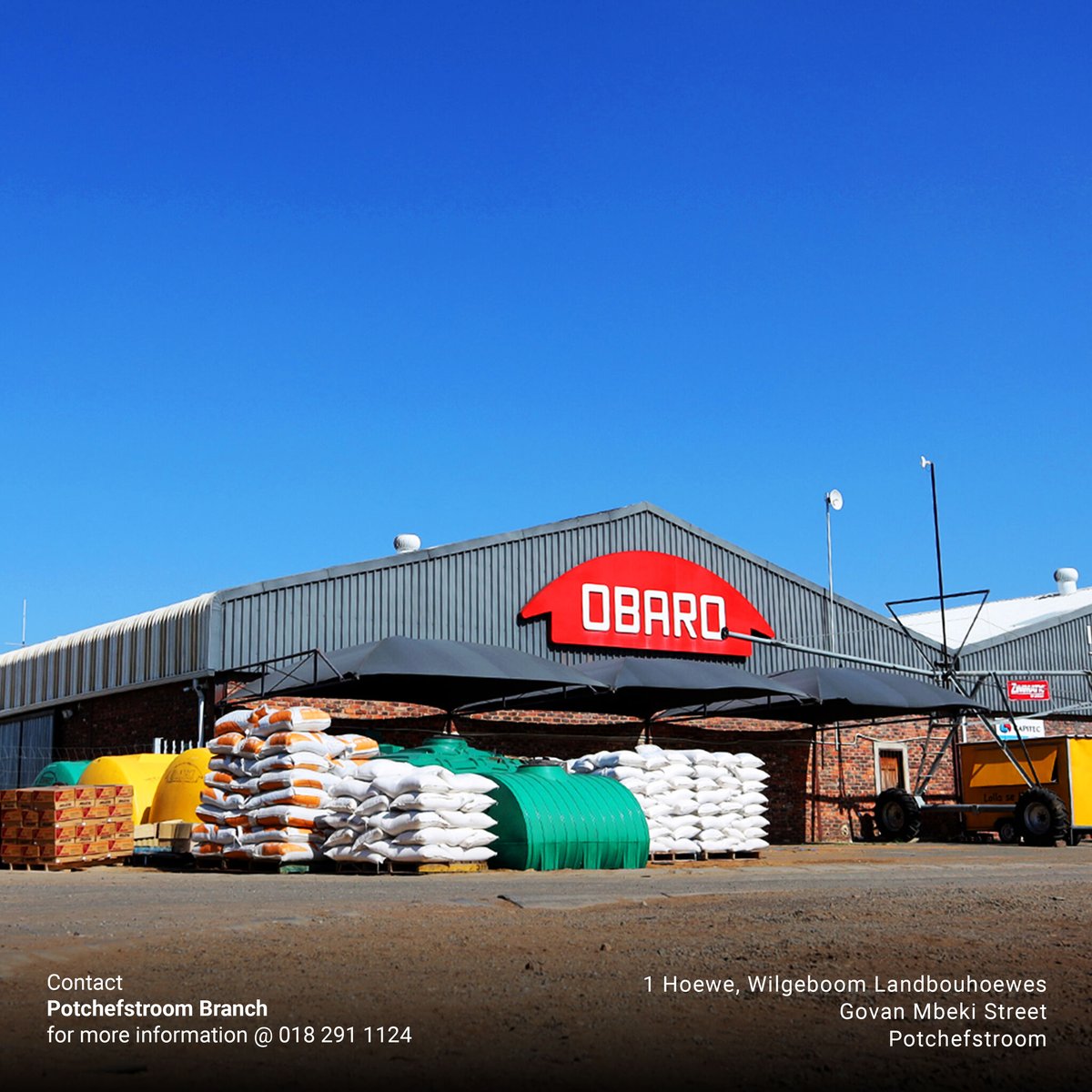 ObaroGroup's tweet photo. Our North West #OBARO branches are located in Brits, Hartbeespoort, Potchefstroom, Rustenburg, and Schuinsdrift. Come on over, say hello, and let's explore how we can support you. 👋
For more details, visit our website:
https://t.co/qe6NWIsPTJ
#AlignedWithTheFarmer https://t.co/Py2t77Q6Nr