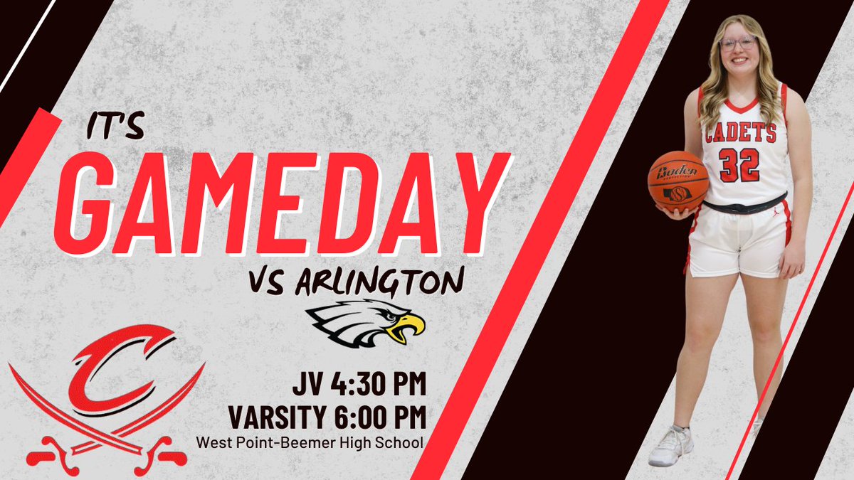 IT'S GAMEDAY!
🏀: Cadets vs. Arlington Eagles
🕰️: JV 4:30 (2Q)/Varsity 6:00 PM
📍: West Point-Beemer High School
💻:youtube.com/@wpcadets4401/…

We can't wait to hit the floor!