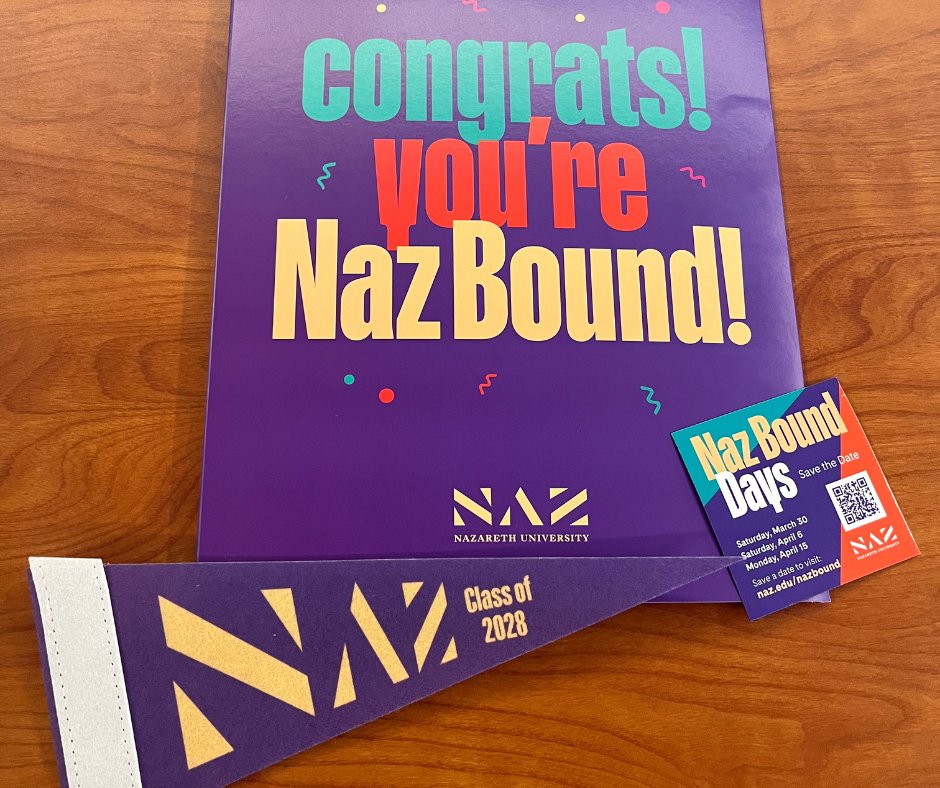 Nazuniversity's tweet photo. Start checking the mail! Early action notifications are going out and we are ready to welcome our newest Golden Flyers to Naz. Snap a photo, tag us, and share with the world that you are #NazBound! It's not too late to apply! Early action deadline: Dec. 1! https://t.co/yJ6gSV6xiF https://t.co/RZzjISOUnc