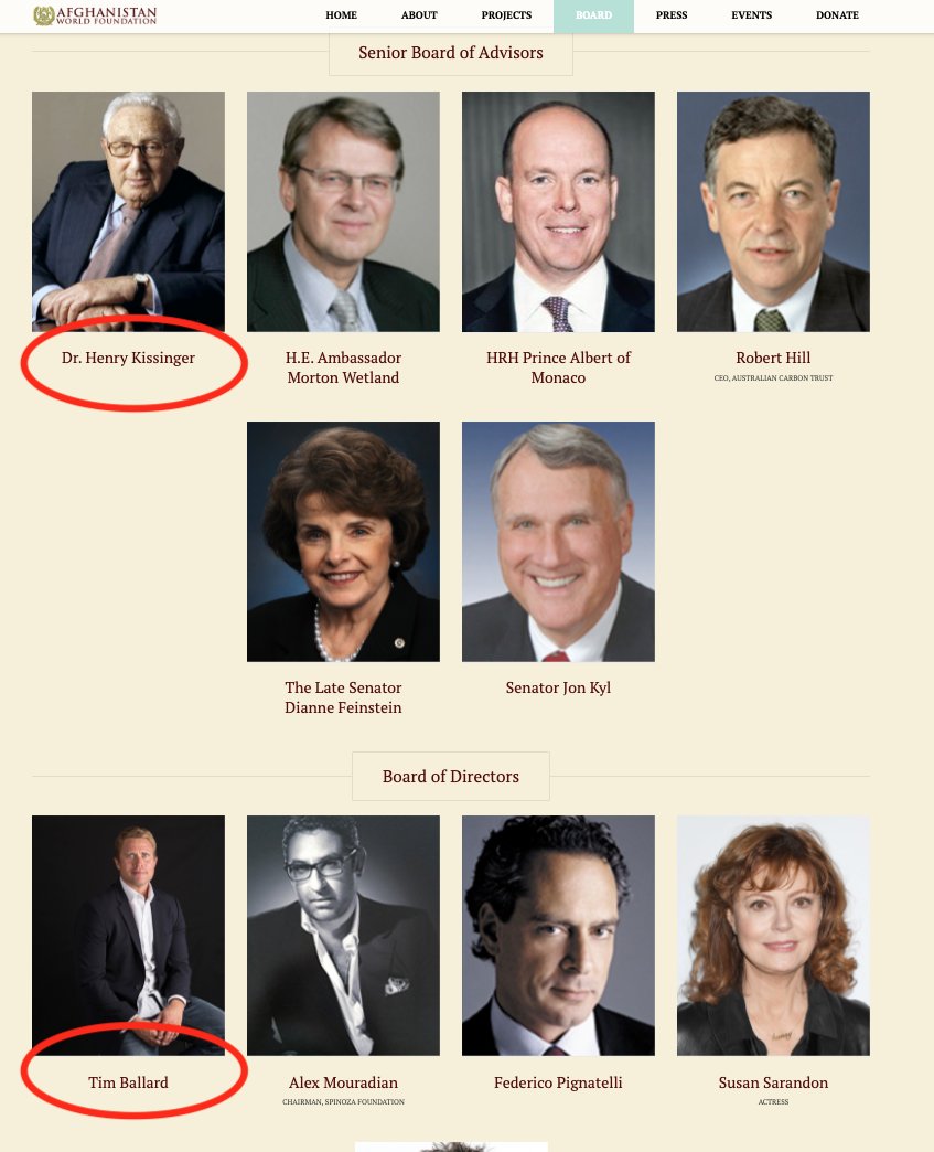 ericgarland's tweet photo. So...the Afghanistan World Foundation had Henry Kissinger *and* the weird Utah child trafficking movie guy, Tim Ballard, on the same board of directors?

Oh. https://t.co/L5SHoHbNrX https://t.co/K2zHeA4DH5