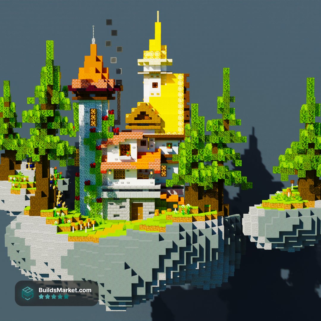 Colorful house that is perched on a cozy island ✨#Minecraft #Minecraftbuild #Minecraftbuilds