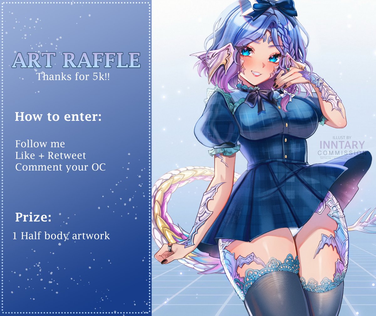 🎄✨ART RAFFLE
ଘ(੭ˊ꒳​ˋ)੭✧Prize - x1 Half body artwork with your OC

To Enter: 
✨follow me
✨RT and like (QRT not count) 
✨comment your OC

❌ No private/Raffle Accounts 
✅END: December 10th

Good luck everyone💌
#artraffle #artgiveaway