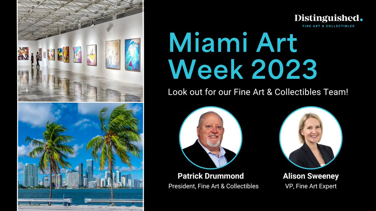 DistinguishedPG's tweet image. Attending Miami Art Week? Look out 👀 for our Fine Art &amp;amp; Collectibles aficionados, Patrick Drummond and Alison Sweeney. They are your go-to experts for safeguarding your clients' priceless treasures. hubs.li/Q02brhrL0  

#Artinsurance #artprotection #collectiblesinsurance