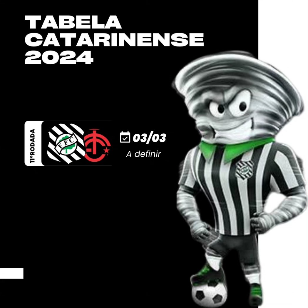 TABELA DO CATARINENSE!!!

Saiu agora no início da noite desta quinta feira a tabela do Catarinense 2024.

O Figueirense estreia fora de casa contra o atual campeão Criciúma dia 20/01 às 16h30 no HH.

Já o primeiro jogo no Scarpelli será no dia 24/01 contra o Joinville às 20hs.