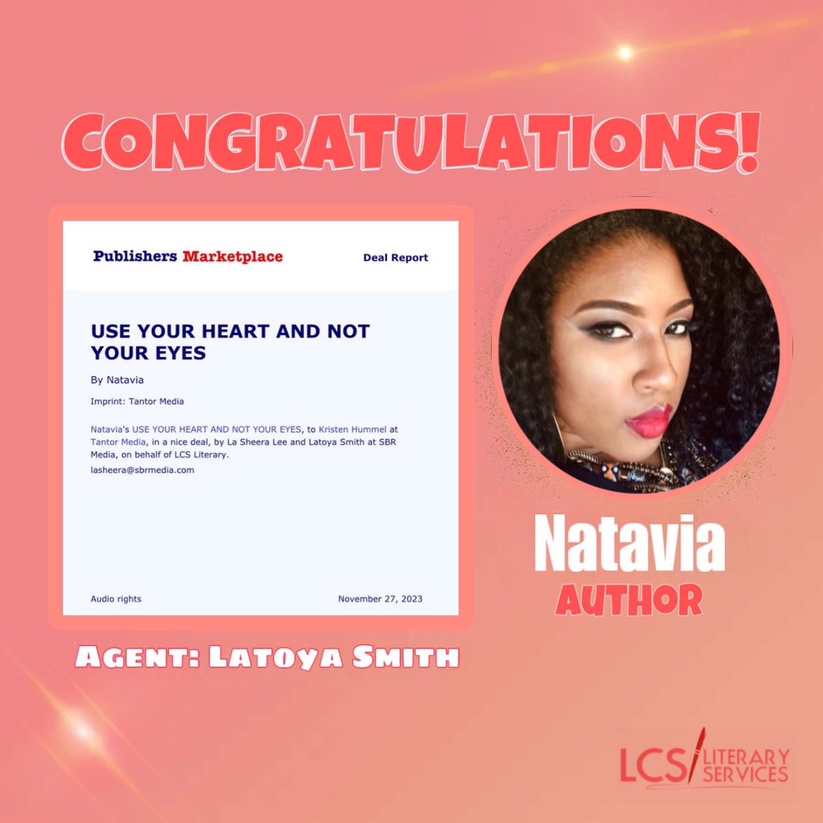 📣🚨#NewDeal News: USE YOUR HEART and NOT YOUR EYES by author #Natavia announced in Publishers Marketplace #DealReport for Audio rights! Congratulations Natavia! #booknews #authornews #Announcement