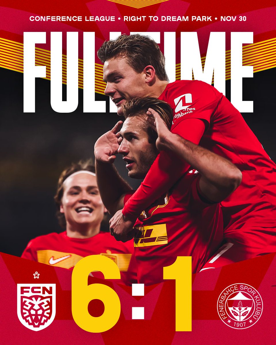 DanesFutbol's tweet photo. 🐅🥇Final y paliza histórica de Nordsjælland en casa contra Fenerbache. Los de Hoff Thorup manejaron todo el segundo tiempo, en el cual se empezaron a despachar con los goles, luego de la entrada de Nygren.

⚽️Hey; Sevensson; Nygren [×3]; Rasmussen. (FCN)
⚽️Batsuayi. (FSK) https://t.co/ACfEotV8QF