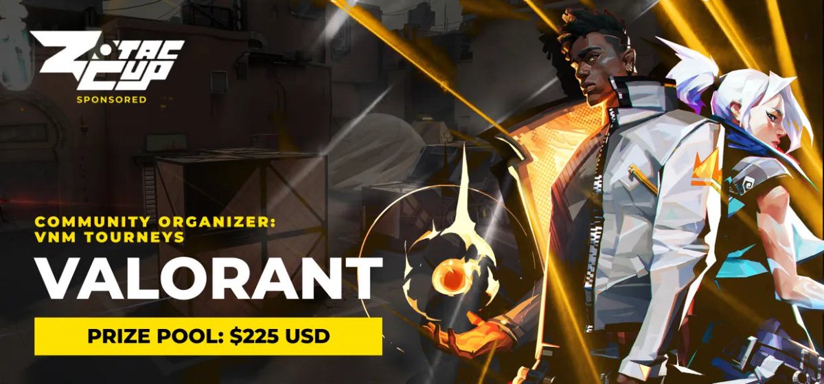 #VALORANT Gamers | <a href="/ZotacCup/">ZOTAC CUP</a> x <a href="/vnmTourney/">VNM Tourneys</a>

🏟️ 5v5
💰 $225 USD Cash Prize
💯 FREE to join
⏰ 3:00pm ET

Sun, Dec 3 - NA
bit.ly/ZOTACxVNMValor…

Share with your friends &amp; foes
Define your legacy!🧡
#VeNomNews #vnmValorant #vnmFAM

Upcoming Events
battlefy.com/vnm-tourneys
<a href="/OLTRTs/">OLTRTs</a>