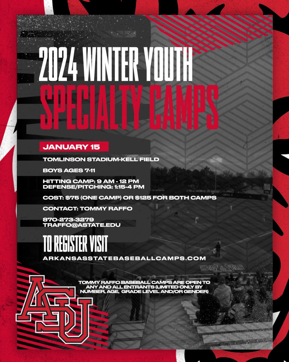 Registration is OPEN for our 2024 Winter Baseball Camps! Be sure to sign up! ◼️ Jan. 14 - HS Prospect Camp ◼️ Jan. 15 - Youth Specialty Camps 🔗bit.ly/24BSBWinterCamp #WolvesUp