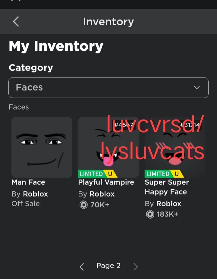 Super Super Happy Face & Playful Vampire Limited face Roblox