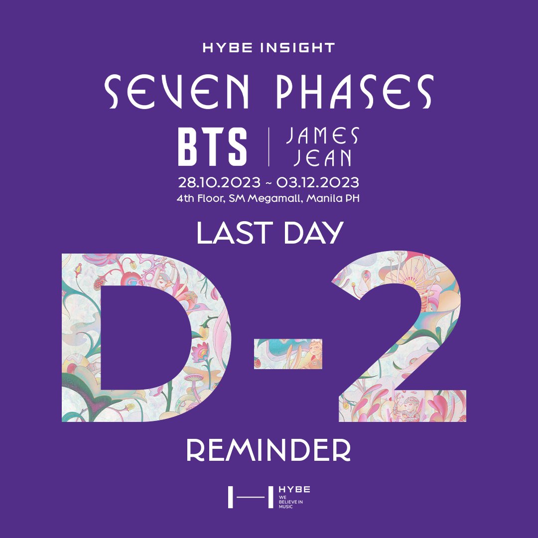 We're down to the wire, and we can't contain our excitement because there are only 2 DAYS left (until Dec. 3) to experience the enchantment of "Seven Phases"!
#BTS #방탄소년단 #JamesJean #BTS_7phases_exhibition #BTS_7phases #seven_phases #BTS_exhibitions
<a href="/bts_bighit/">BTS_official</a> <a href="/jamesjeanart/">James Jean</a>