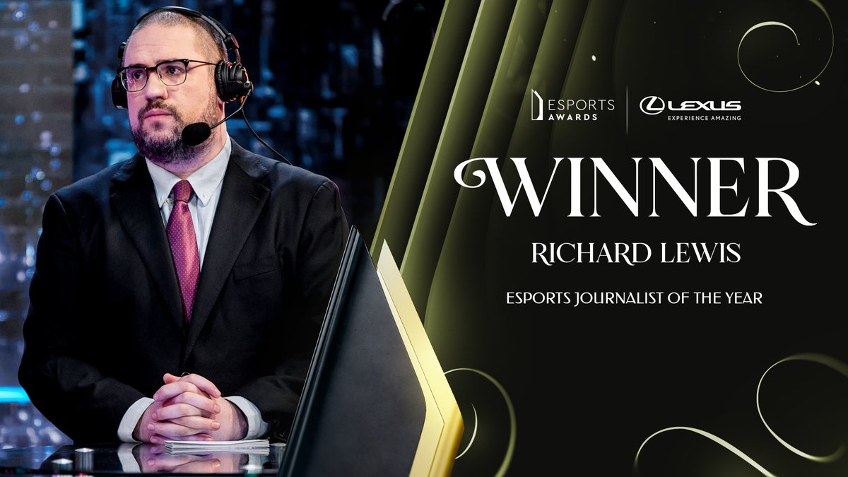 Esports Awards (@esportsawards) on Twitter photo The winner of the Esports Journalist of the Year award is...
<a href="/RLewisReports/">Richard Lewis</a>
CONGRATULATIONS! 🏆
#EsportsAwards2023 The winner of the Esports Journalist of the Year award is...
<a href="/RLewisReports/">Richard Lewis</a>
CONGRATULATIONS! 🏆
#EsportsAwards2023