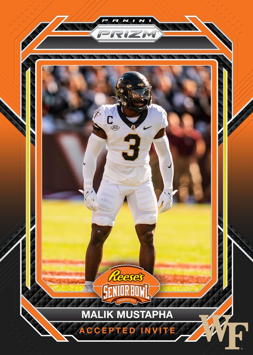 OFFICIAL! DB Malik Mustapha @_malikmustapha from @WakeFB has accepted his invitation to the 2024 Reese's Senior Bowl! #GoDeacs 🎩#TheDraftStartsInMOBILE™️ @JimNagy_SB @PaniniAmerica #RatedRookie