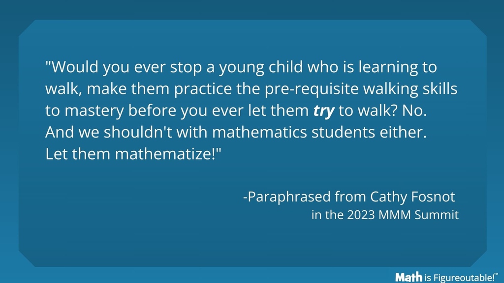 Ya'll @ctfosnot is brilliant. The way so many are handling 'learning loss' and 'acceleration' is just so well intentioned and misguided. And so based on fake math, not real math. Let them math! #MTBoS #ITeachMath #MathIsFigureOutAble #Elemmathchat #MSmathchat #MathStratChat