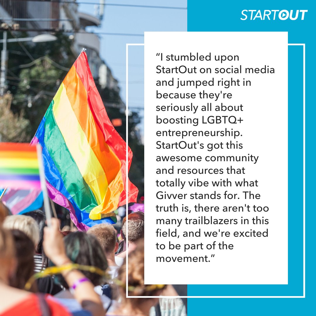 StartOut's tweet photo. The benefits our entrepreneurs gain through the #FoundersProgram are immeasurable! Cynthia Aliaga (she/her) from @get_givver is a testament to the successes that take shape when you invest in LGBTQ+ entrepreneurship 👊 https://t.co/zgE1SDvkHP