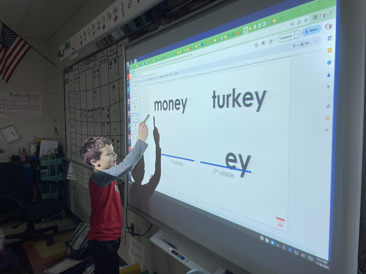 Students teaching students our vowel team rules during phonics