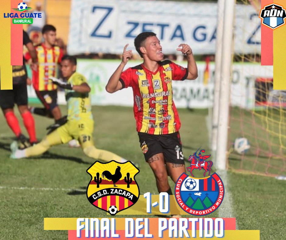 adn_gt's tweet photo. #Apertura2023 

ZACAPA TOMA VENTAJA

Con anotación de José Espinoza,  Deportivo Zacapa derrota a Municipal en el juego de ida de los cuartos de final. 

El juego de vuelta se disputará el domingo a las 11 en el estadio El Trébol. https://t.co/JkLIr1sU7L