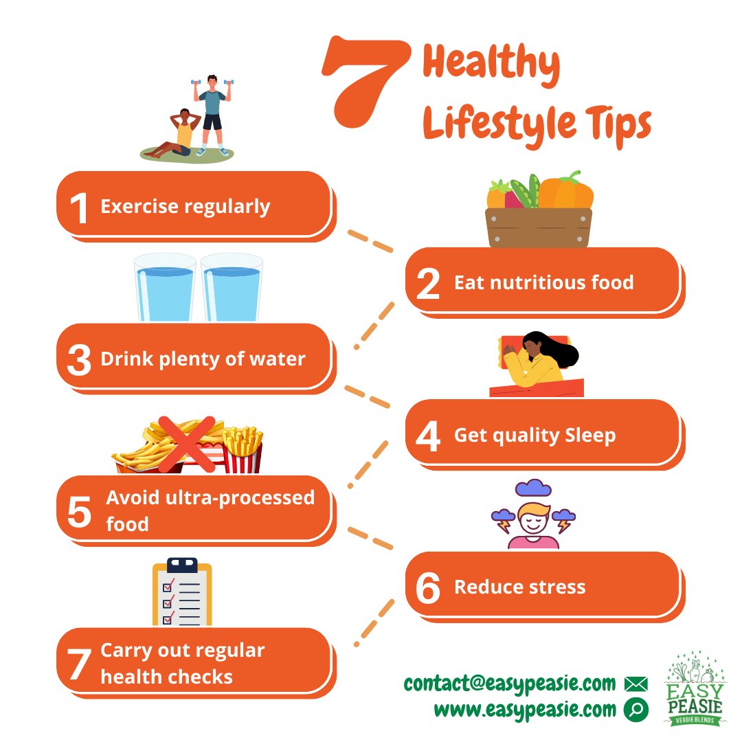 7 Healthy Lifestyle Tips 💪☀️ #easypeasie #BalancedWellness #StressLess #PositiveMindset