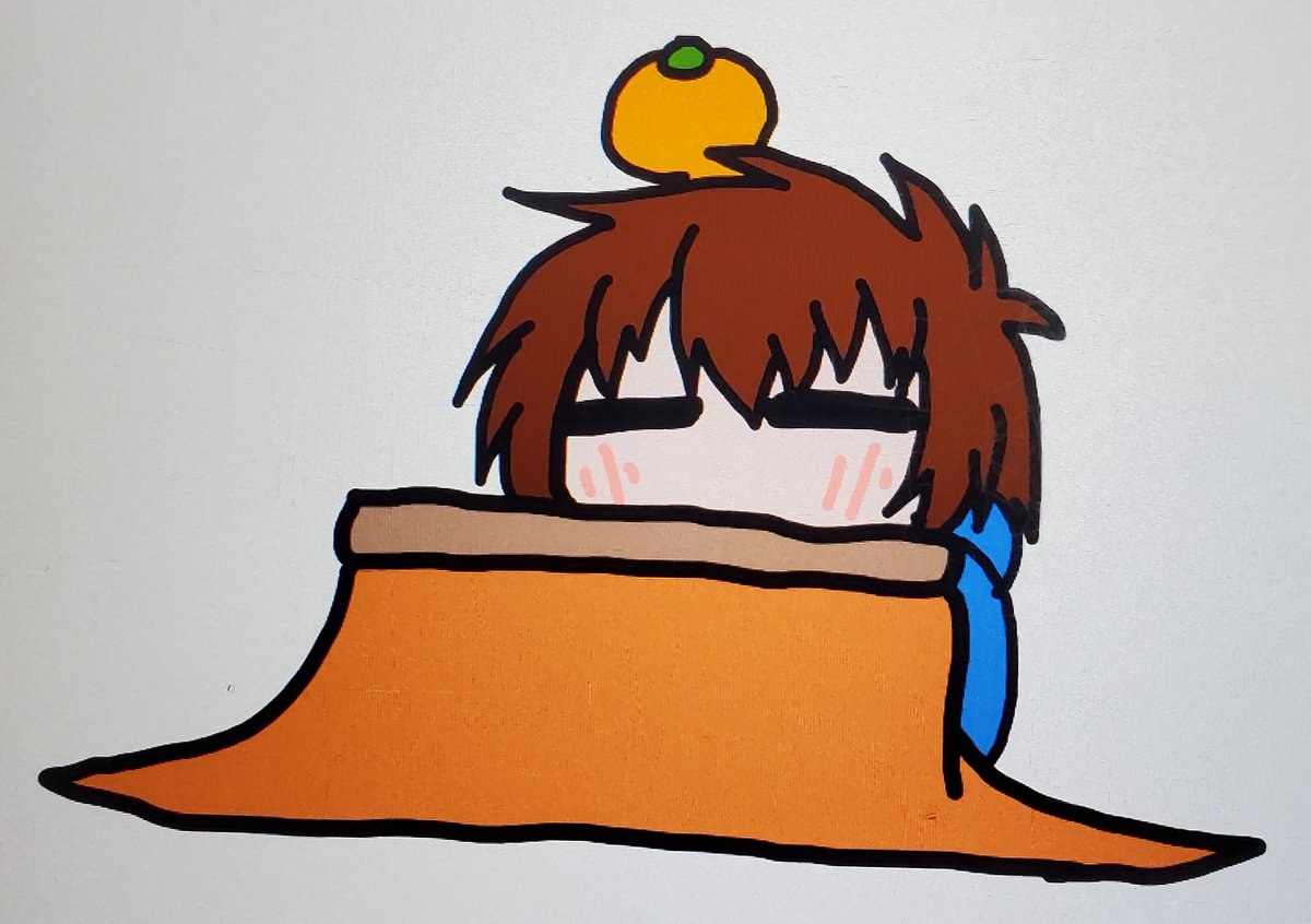 food solo fruit brown hair table kotatsu mandarin orange  illustration images