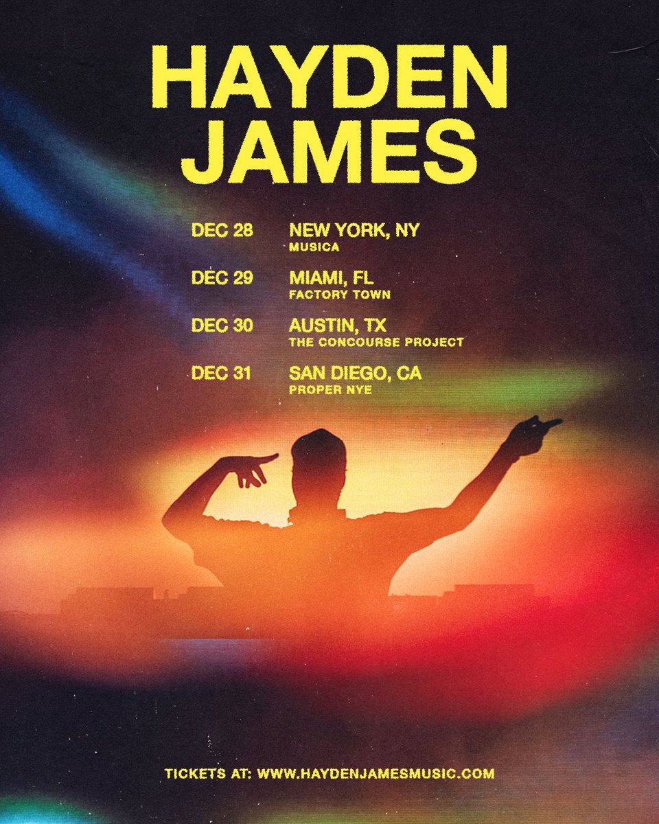 First time playing in the USA for NYE! What show will I see you at?? Tickets: haydenjamesmusic.com