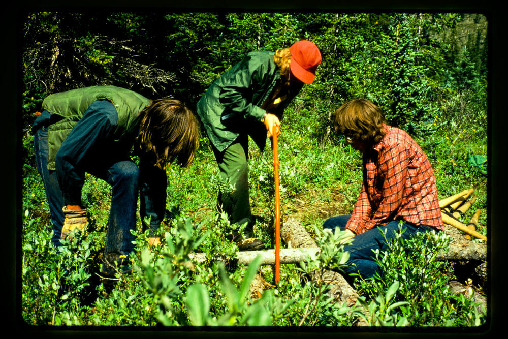 bc parks branch 'youth crew' building trails in mt assiniboine provincial park, mid 1970s. #bchist #cdnhist #envhist