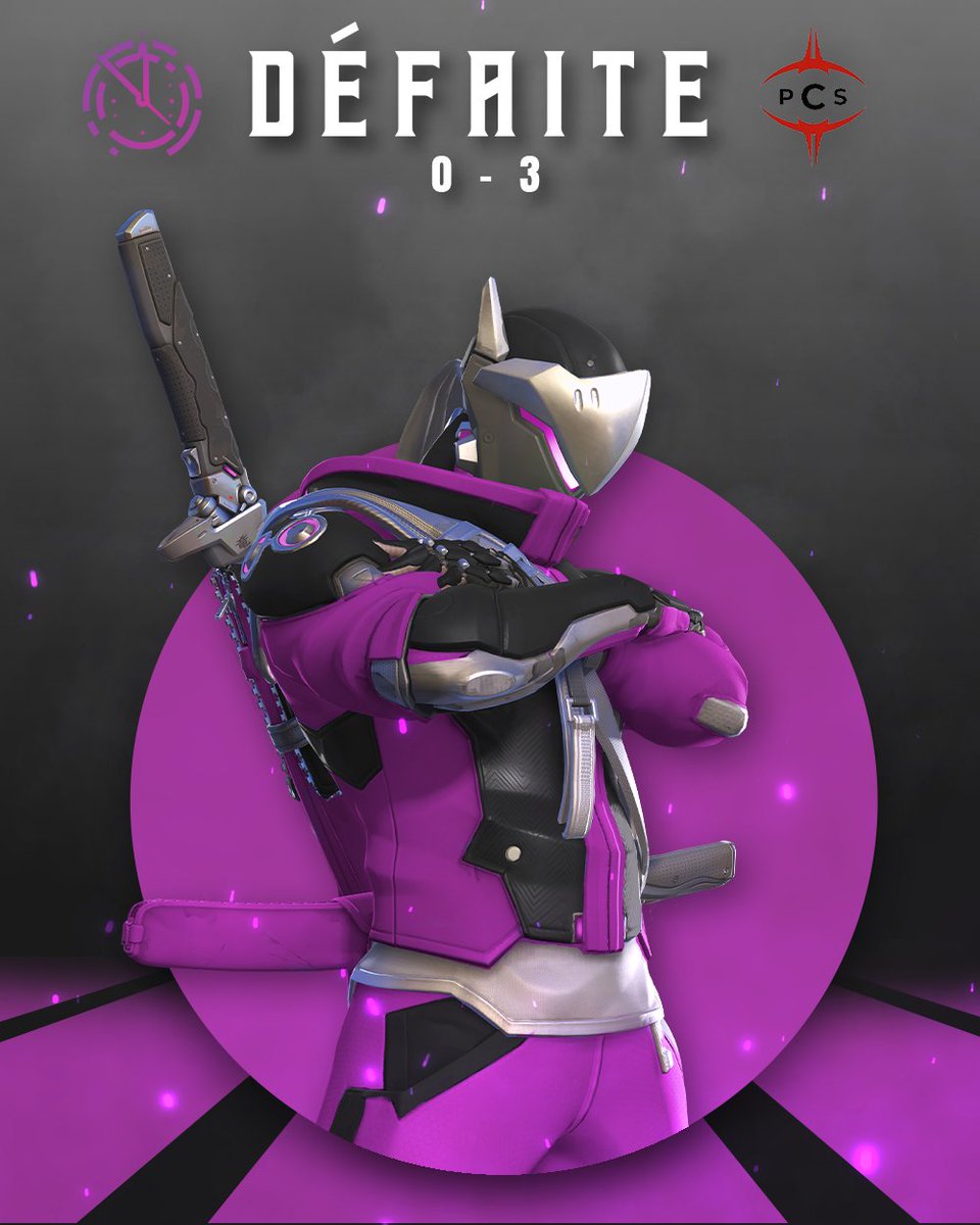 ❌ Défaite..

Début difficile pour notre équipe qui s'incline 3 à 0 pour ce premier match. Malgré nos efforts, l'adversaire était meilleur. 

On va travailler encore plus dur, et revenir plus forts la prochaine fois 💜

Ggs <a href="/PCS_Original/">Project Conquerors (PCS)</a> 💪🏼

#AFO <a href="/PlayAllForOneFR/">Overwatch AllForOne France</a>