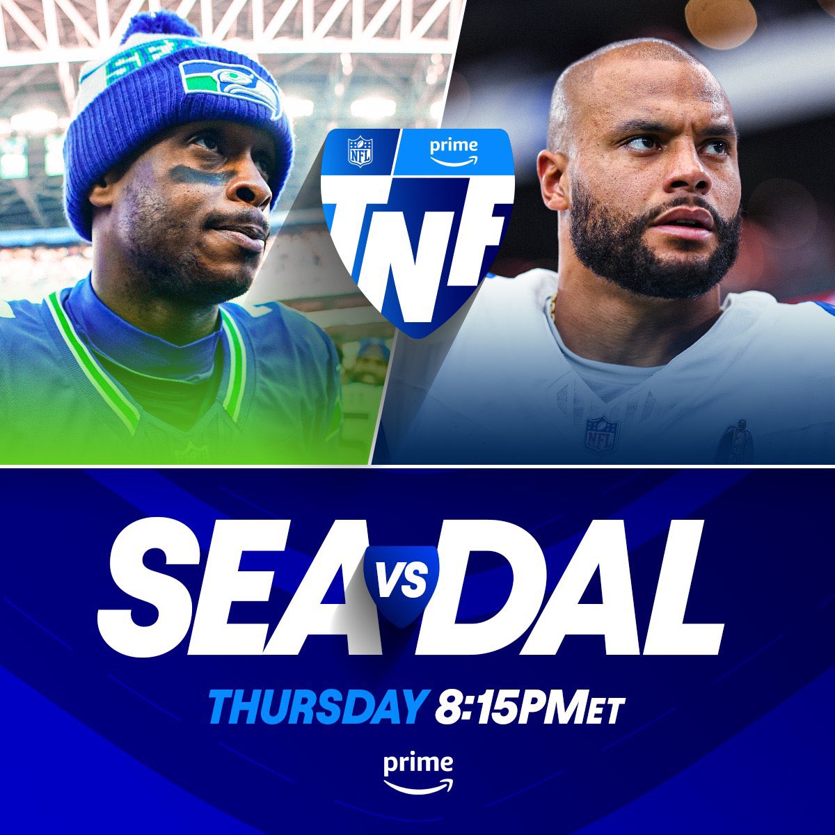 DINÁMICA de #NFL con duelo
de Thursday Night Football entre #Seahawks y #DallasCowboys  

Tendremos un ganador de $500 (Acierte el handicap y Over/Under) y otro de $250 (Acierte primer jugador en anotar TD) 

Para participar tienes que hacer lo siguiente:
-Dar Like ♥️ y RT 🔁