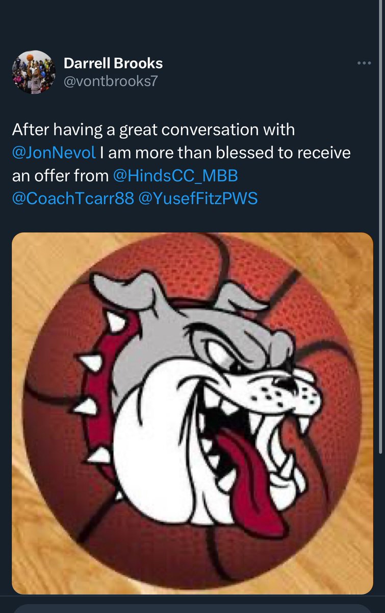 CoachTcarr88's tweet photo. 🚨Congratulations to Piney Woods PG @vontbrooks7 Darrell Brooks on picking up an offer to @HindsCC_MBB ‼️ @YusefFitzPWS @JonNevol @JUCOadvocate @POSTGRADFORUM @PWS1909 @PWSPGbasketball @GemsHoops https://t.co/Nqwy9M7T8t