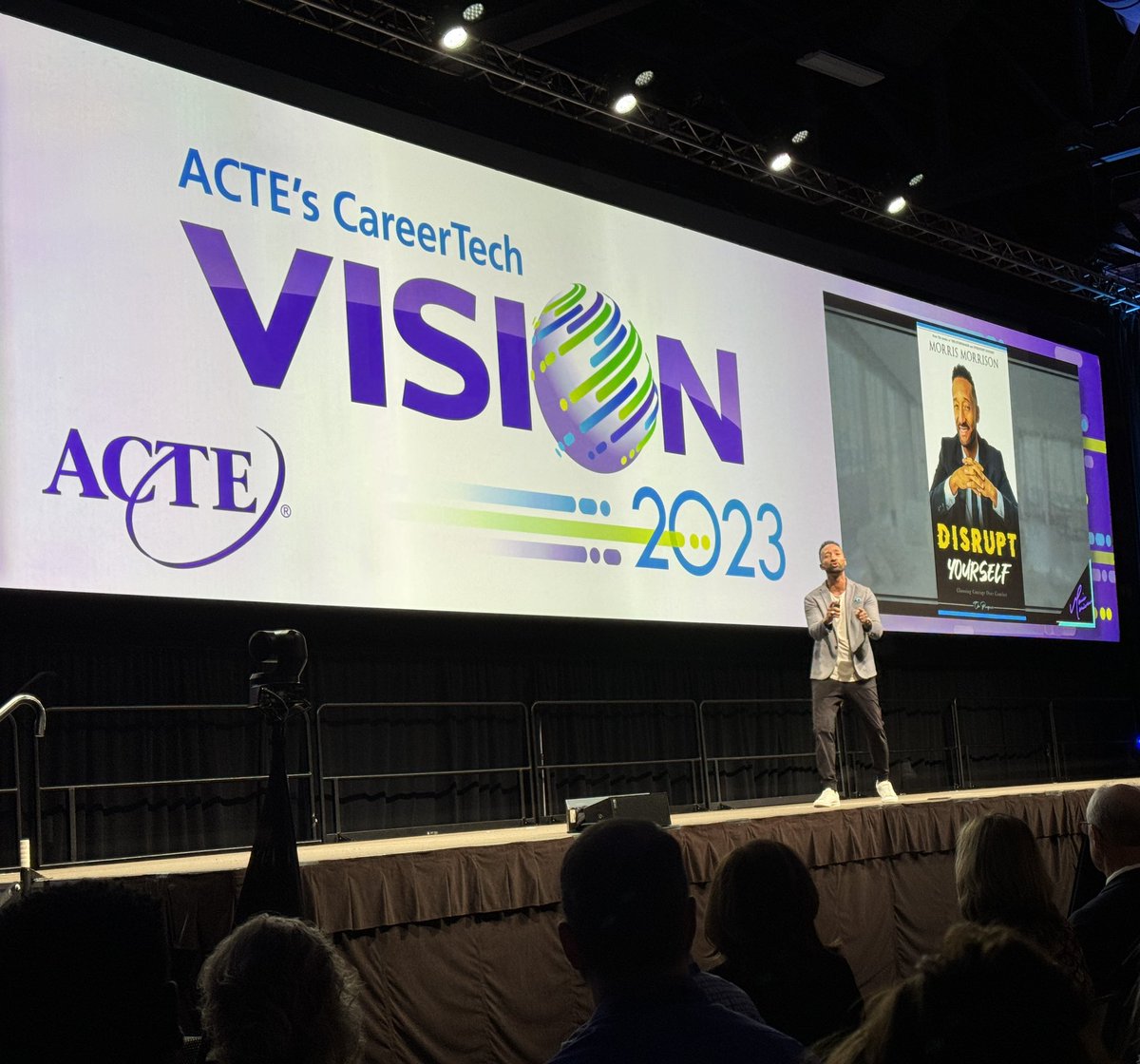 Amazing opening keynote by Morris Morrison. #DisruptYourself #VisionCTE23 #CareerTechEd #STEM #IAEDinCTE @actecareertech @ACTEpolicy @NCLA_CTE @CTEWorks @NvstateED