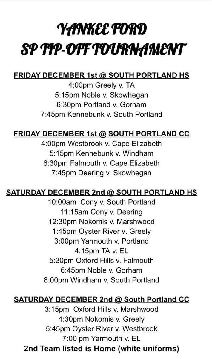 Looking for more Hoops action this weekend?  South Portland Boys Basketball is hosting a tournament right here in South Portland on Friday and Saturday. Check out the schedule.