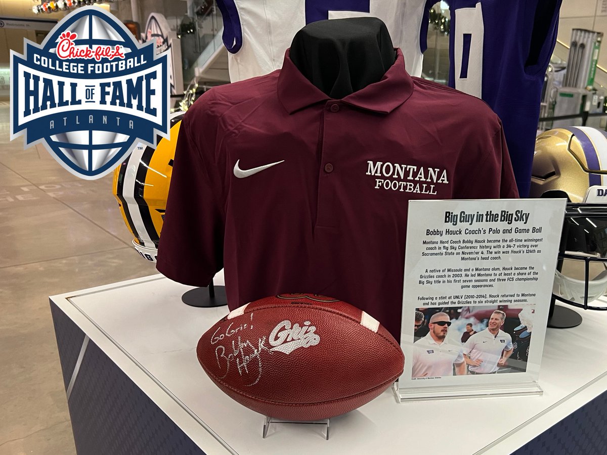 Montana Griz Football (@montanagrizfb) on Twitter photo πππ’π£ππ‘π¨!
<a href="/Coach_Hauck/">Coach Bobby Hauck</a>'s sideline gear and a game ball from his Big Sky record 124th win at Montana are now forever enshrined in the <a href="/cfbhall/">College Football Hall of Fame</a>!
#GoGriz πππ’π£ππ‘π¨!
<a href="/Coach_Hauck/">Coach Bobby Hauck</a>'s sideline gear and a game ball from his Big Sky record 124th win at Montana are now forever enshrined in the <a href="/cfbhall/">College Football Hall of Fame</a>!
#GoGriz