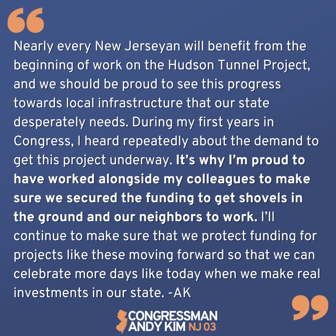 Congressman Kim on today’s Hudson Tunnel groundbreaking!