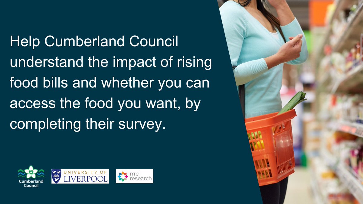 CumbriaLocal's tweet photo. @CumberlandCoun wants to understand how rising living costs are affecting residents’ weekly food shop, and whether you can get the food you need. Complete this survey for your household – and you may also win a £100 gift voucher. Go to https://t.co/j6eEuz5X4f https://t.co/d2cWp0o9mN