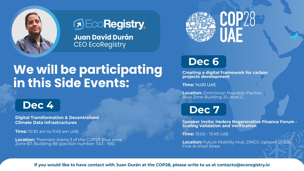 EcoRegistry's tweet photo. Would you like direct contact with our CEO during the event? Contact us at contacto@ecoregistry.io https://t.co/6IuCbjTbmq