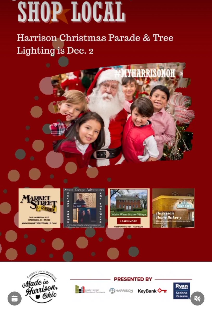 tayliztoe's tweet photo. So many holiday activities going on in @HarrisonOhio this year! Come out to the Christmas Parade & tree lighting on December 2nd (& stop by some local businesses!) then head to Chandler’s on December 19th to meet the Grinch!! ❄️🎄
* @keybank is a “Shop Local” sponsor. #iamkey https://t.co/5JbrJs0VFY