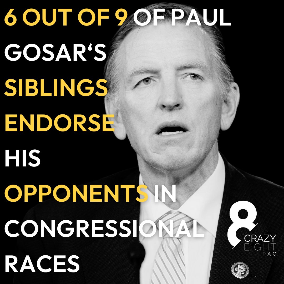 crazyeightpac's tweet photo. LOL! Not even Paul Gosar's own family wants to see him in Congress! Let's help them out and vote him out! https://t.co/opZLZqyiwN