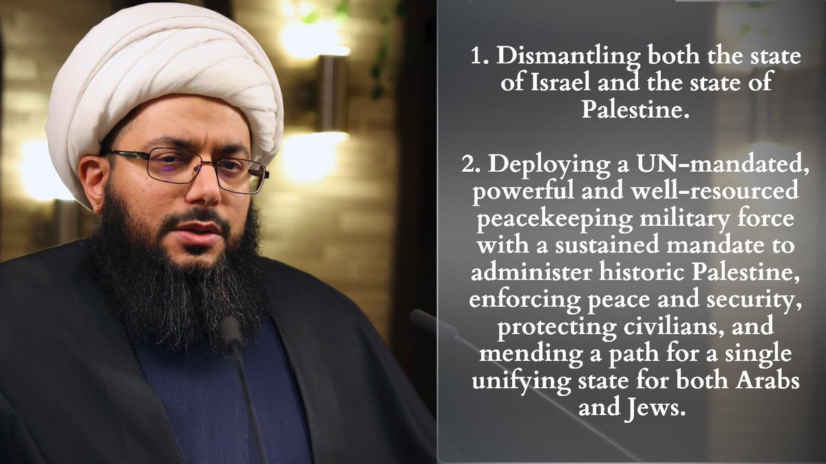 AliAlHabib_'s tweet photo. It seems - quite clearly - that you have a comprehension issue, or lack the quality of foresight. 

1. We are for an armed resistance, and believe it an indispensable factor to mount the necessary pressure to impel a serious UN intervention, similar to what happened in Yugoslavia. To be more clear, it must be a multi-collaborative effort of armed resistance, diplomacy, and international pressure to make it absolutely impossible for the UN to remain idle, forcing states like the US to withdraw their cover from ‘Isreal’. 

2. After a conflict of this magnitude, and with the aforementioned taking place, it is impossible to have any kind of stability, where in which a transitional period under martial law is necessary to enforce stability and peace for a sustained period of time, until both Arabs and Jews poses the necessary maturity to determine their own destiny; in this case, this can seemingly only be achieved through the UN. 

3. Whether you like it or not, Hamas is a terrorist organisation, naturally prone to violence considering their belonging to the Bakri doctrine. Both they and the likewise terrorist rouge state of ‘Isreal’ must be obliterated, as they both, alongside the current Palestinian government in the West Bank are the impediment to achieving the aspired aim of a single unifying state where both Arabs and Jews can live equally in harmony. A dismantle all states measure is required.

4. You clearly have your loyalties confused. You are a Shi’a, how can you condone or endorse a group that have the blood of your people stained on their hands? 

I don’t want to hear nonsense about Hamas “being good” to the Shi’a, for our contacts on the ground have spoken of years-long of oppression, repression and subjugation to the extent of not being able to even commemorate the martyrdom of Imam Hussain blessing be upon him privately in one’s own home!

This naivety is intolerable.