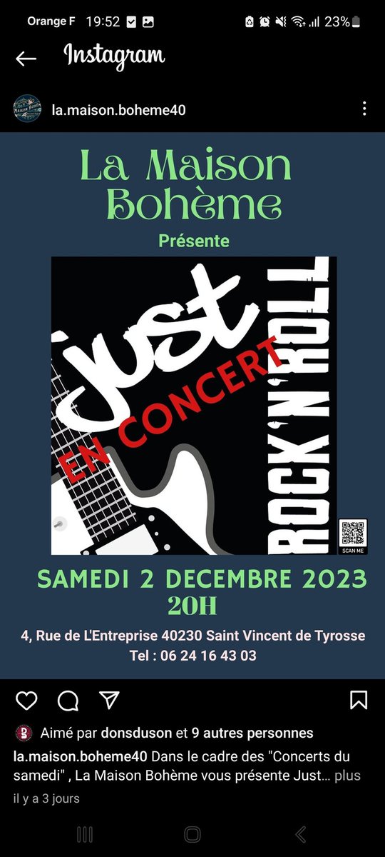 donsduson's tweet photo. Pour les Basques, retrouvez un concert Rock samedi à La maison Bohème 

🗓 Samedi 2 novembre 

💰 Gratut 

📍4, rue de l'entreprise, Saint-Vincent De Tyrosse https://t.co/0pQaktEeka