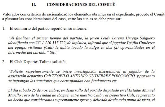 ArtetaBreinner's tweet photo. Sancionado el barranquillero Teófilo Antonio Gutiérrez Roncancio por al parecer, tocarle las nalgas a una mujer del equipo de logística en el Estadio Manuel Murillo Toro de la ciudad de Ibagué. https://t.co/6lXJYFpurO