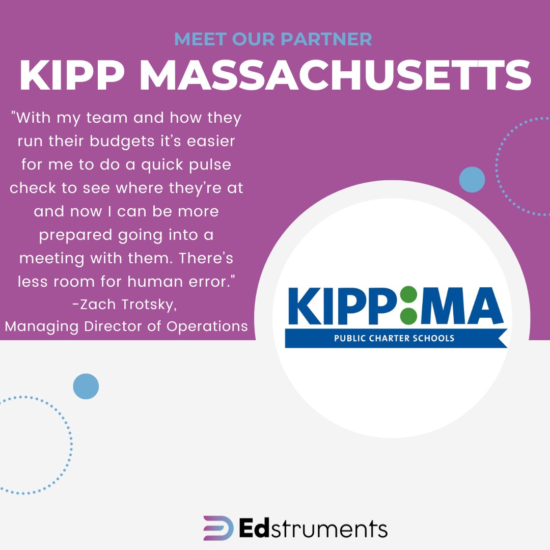 edstruments's tweet image. 🤝Meet our amazing partner, KIPP Massachusetts, and hear what their managing director Zach Trotsky has to say about how adopting Edstruments as their budgeting tool has helped their organization function!
#Budgeting #K12 #AccountingTools #EdTech