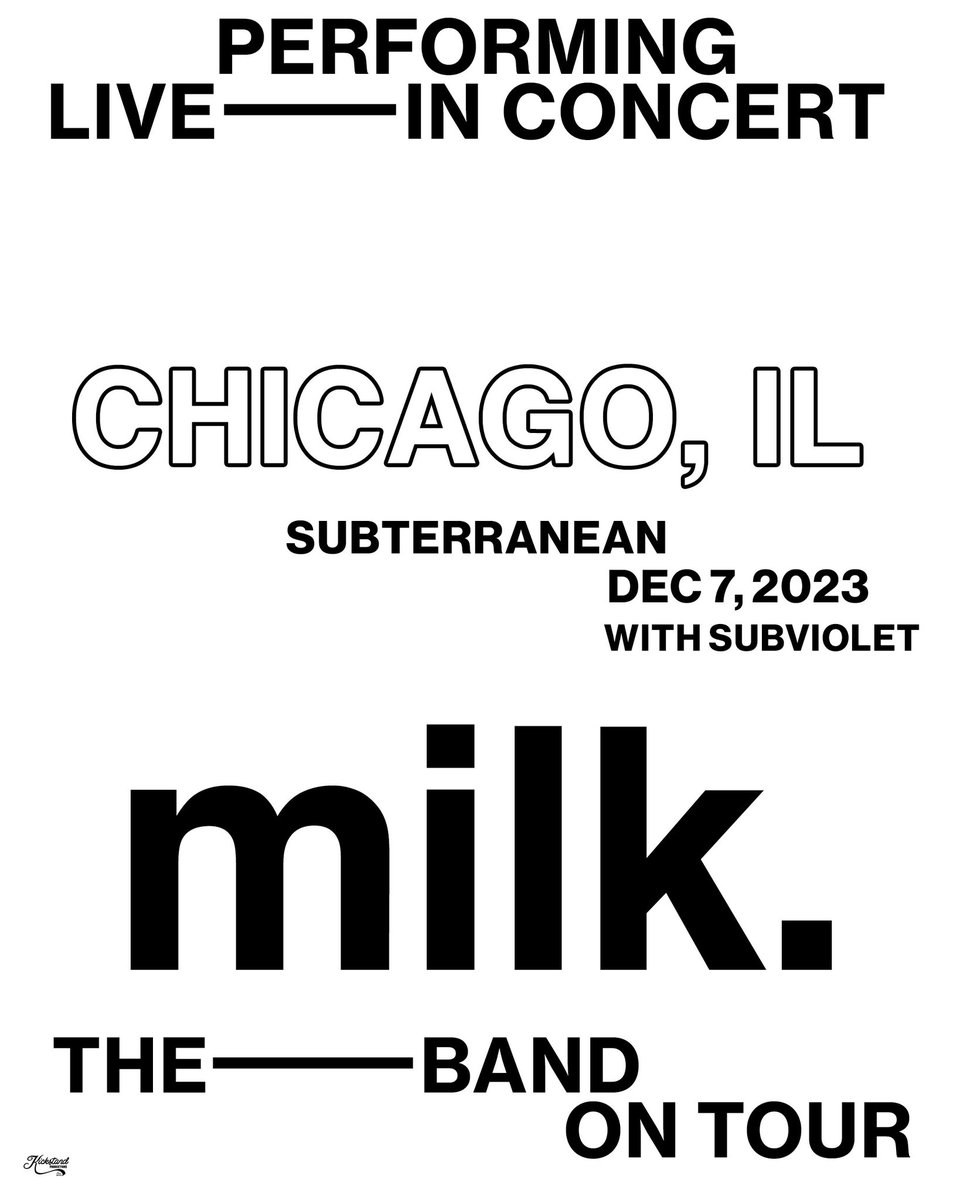 next thursday 12/7 @subtchicago w/ @milkthemusic_ and @jacobraymusic. last show of 2023 come hang chicago ✨ tickets: tinyurl.com/SUBVDEC7