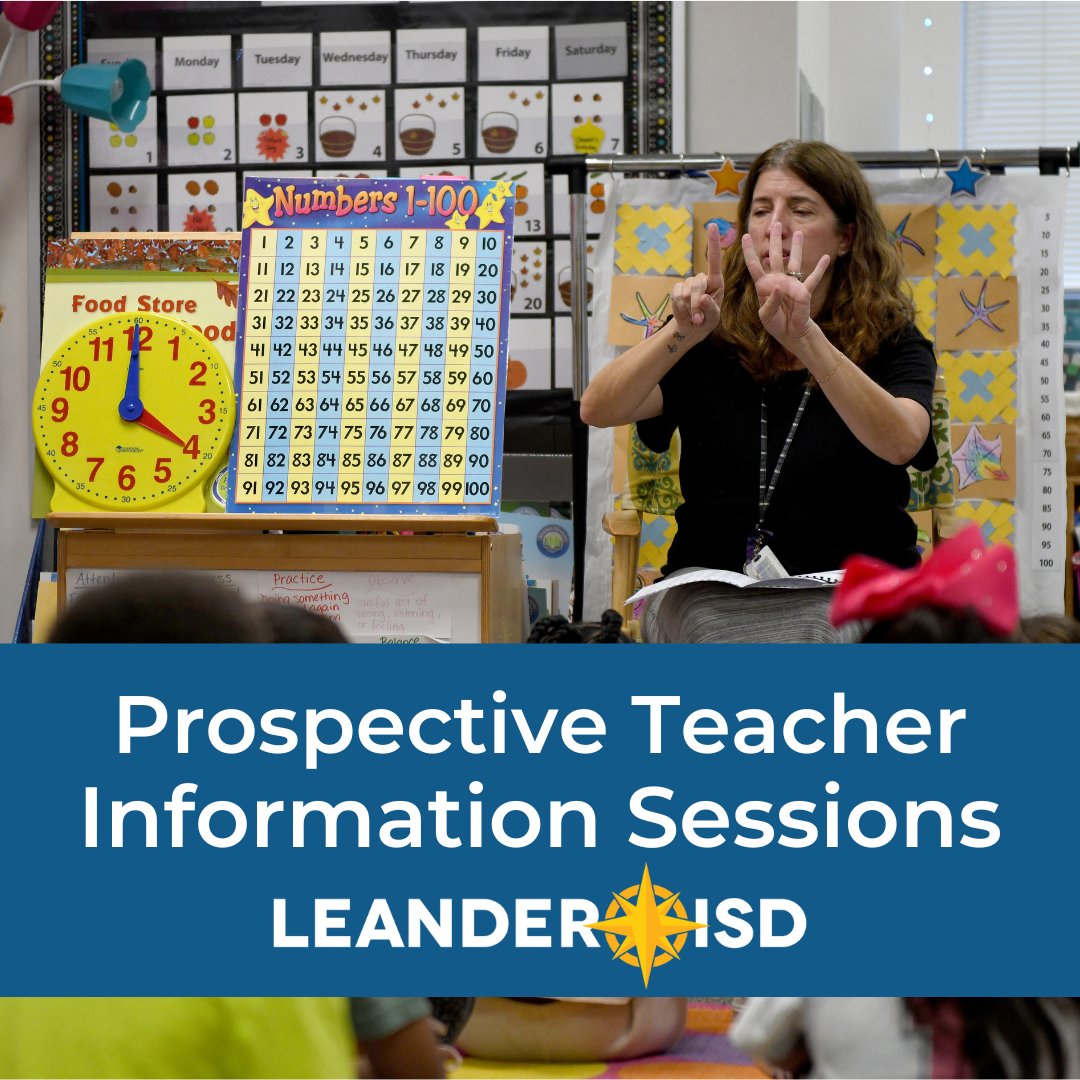 Interested in teaching in #1LISD? Need to learn more about becoming a certified teacher in Texas? Join us for an information session Dec. 13 from 6-7:00 p.m. at Cedar Park MS or Dec. 14 from 6-7:00 p.m. at Leander MS. Learn more: bit.ly/47ZaaHp #NoPlaceLikeLISD