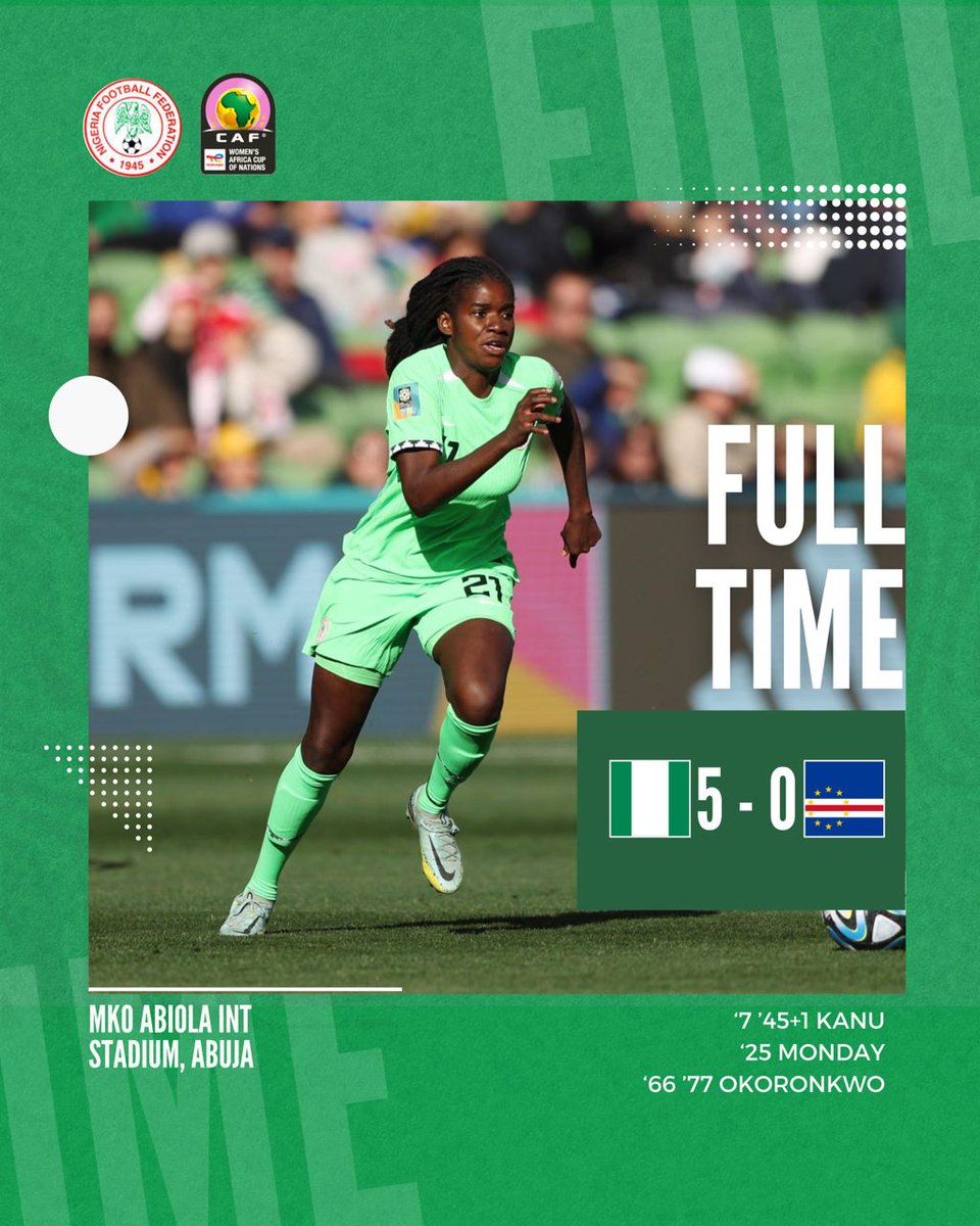 NGSuper_Falcons's tweet photo. 💥💪Celebrated a solid win in Abuja! Now, our sights are set on surpassing that success to seal our qualification ticket in the second leg in Praia, Cape Verde on December 5.🤯💃

Thanks for your great support 🙏
#SoarSuperFalcons| #WAFCONQualifiers| #NGACAP| #Morocco2024 https://t.co/9hHWo9P8IK
