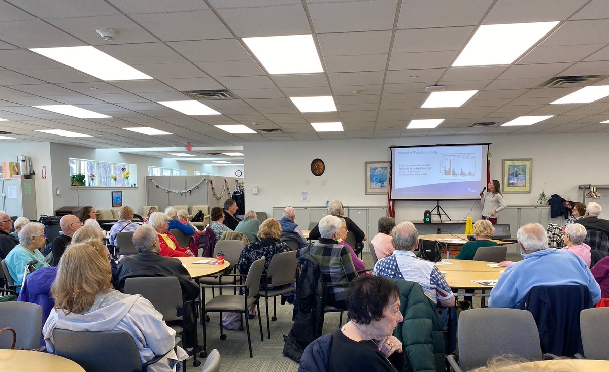 We had over 80 participants for today’s Fall Prevention Seminar at the Rose Caracappa Senior Center in Mt. Sinai. Thank you to our great presenter, Jennifer Oliveri, a physical therapist at St. Charles hospital for putting on an informative & excellent presentation.