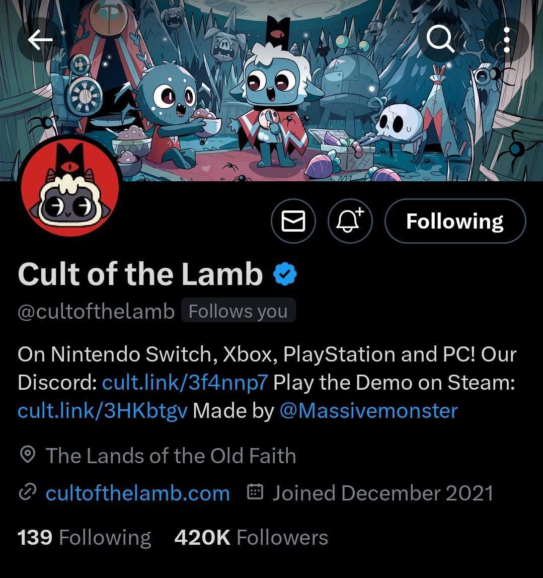 Cult of the Lamb devs said they'd make the 'sex update' meme come true if  they got 300,000 followers and, well, you can guess what happened next